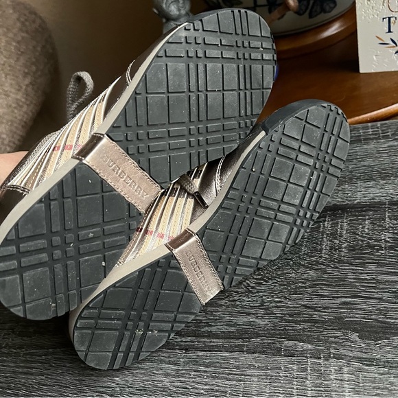 Burberry Metallic Leather Check Leather trim Lace Up Sneakers EU38 US8 - Picture 11 of 15